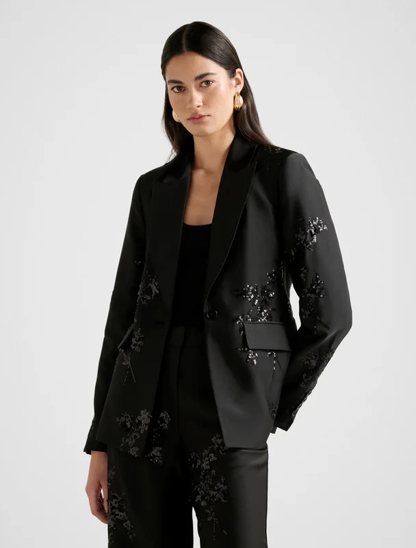 forever new  SONNIE Sequined Single Breasted Blazer for Women | Best Price UAE